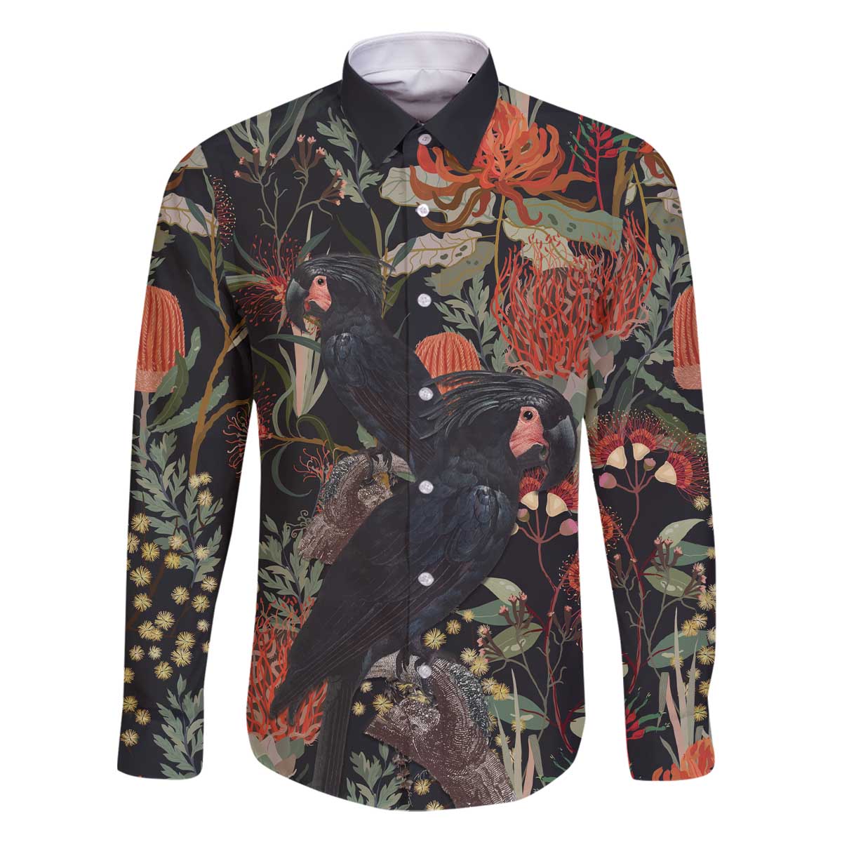 Australia Palm Cockatoo Family Matching Off The Shoulder Long Sleeve Dress and Hawaiian Shirt Aussie Native Flowers - Aussie Hoodie