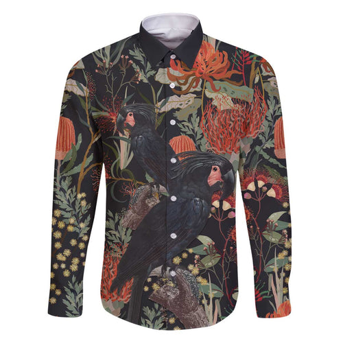 Australia Palm Cockatoo Family Matching Off The Shoulder Long Sleeve Dress and Hawaiian Shirt Aussie Native Flowers - Aussie Hoodie
