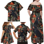 Australia Palm Cockatoo Family Matching Off Shoulder Maxi Dress and Hawaiian Shirt Aussie Native Flowers - Aussie Hoodie