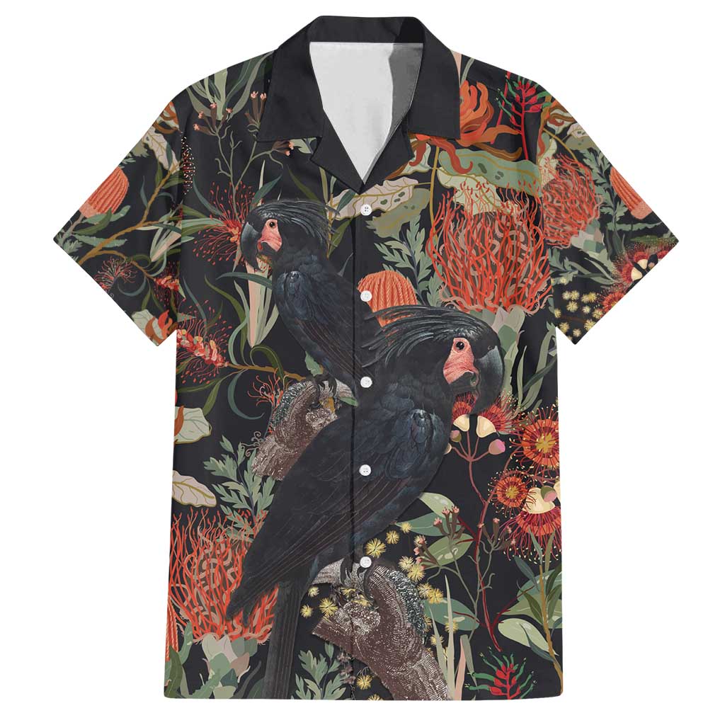 Australia Palm Cockatoo Family Matching Off Shoulder Maxi Dress and Hawaiian Shirt Aussie Native Flowers - Aussie Hoodie