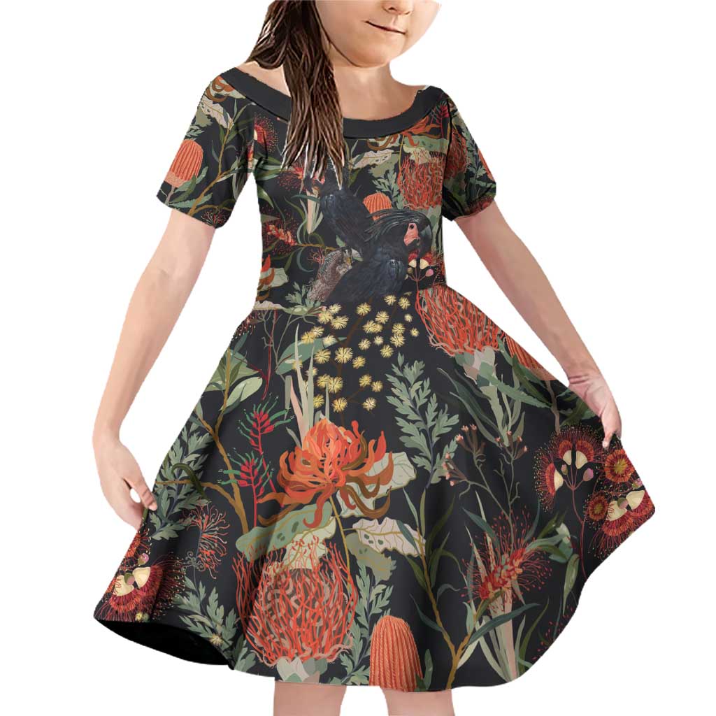 Australia Palm Cockatoo Family Matching Off Shoulder Short Dress and Hawaiian Shirt Aussie Native Flowers - Aussie Hoodie