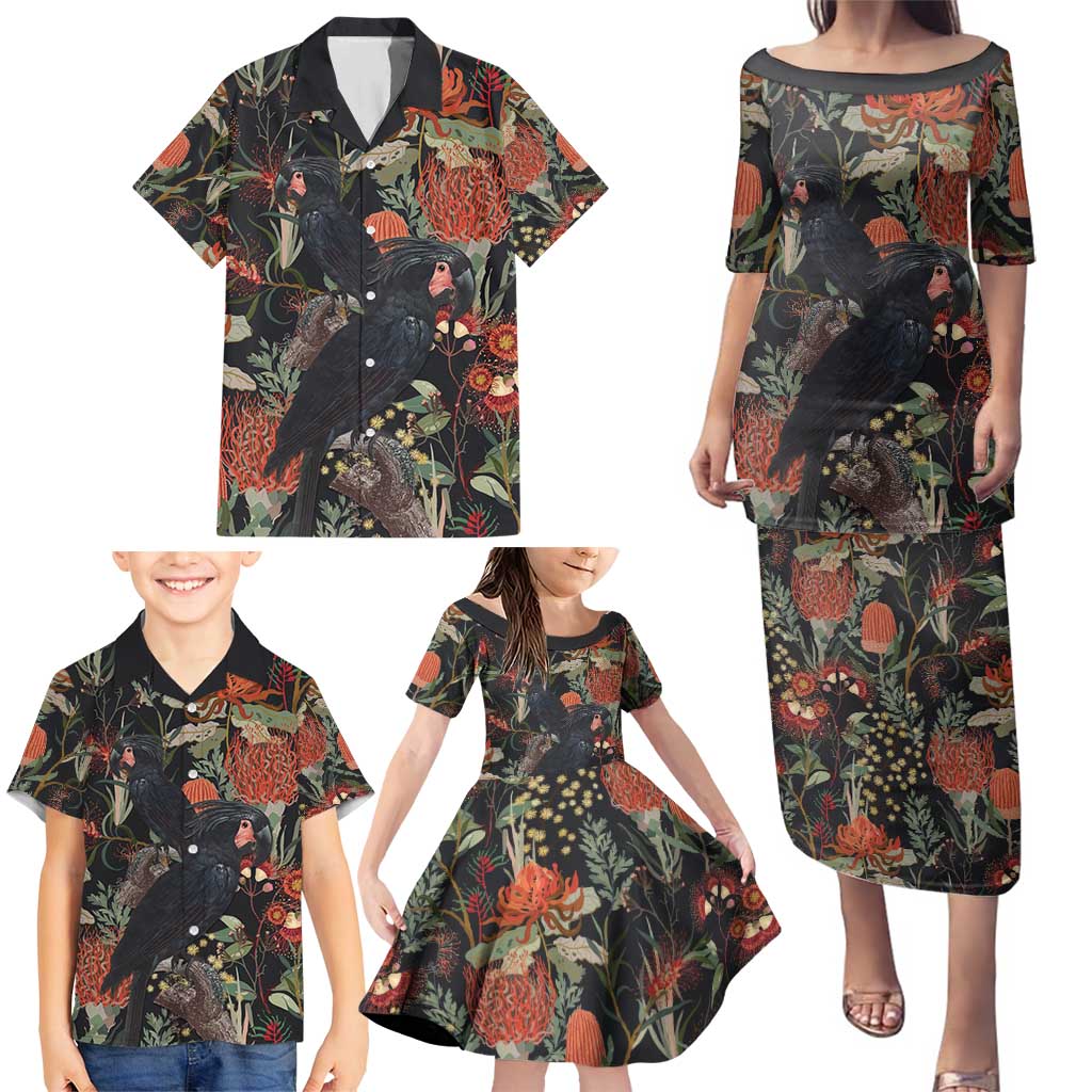 Australia Palm Cockatoo Family Matching Puletasi and Hawaiian Shirt Aussie Native Flowers - Aussie Hoodie
