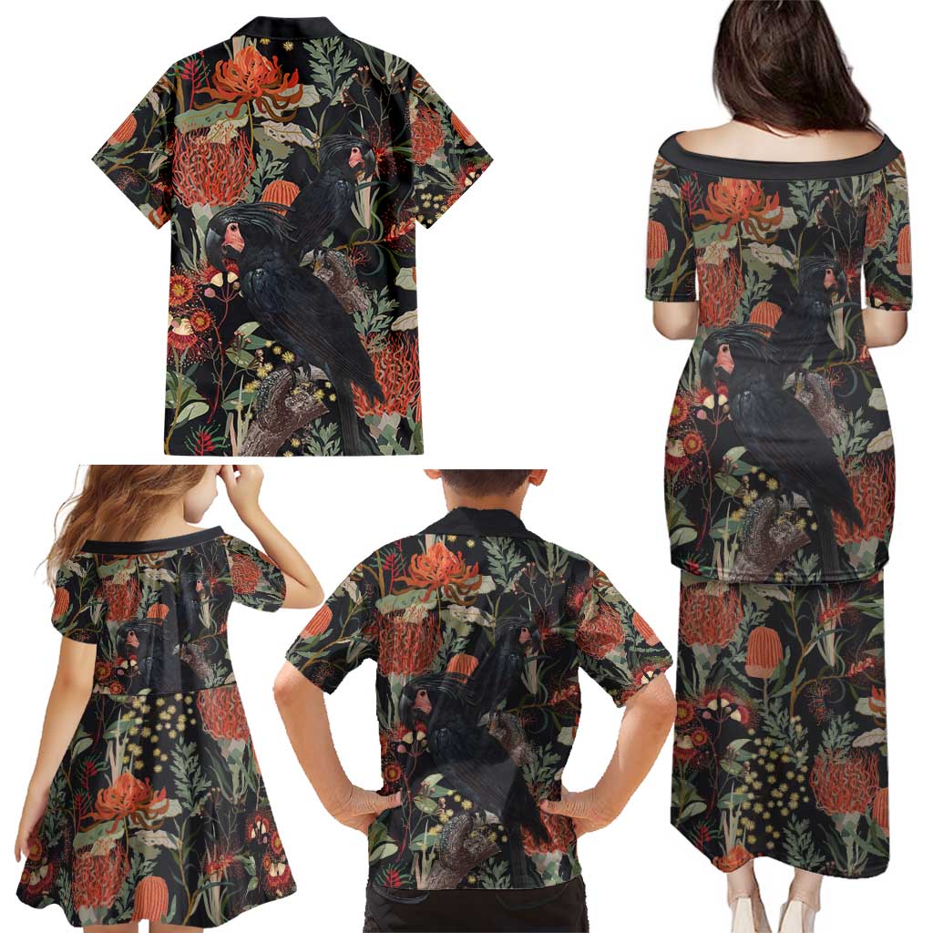 Australia Palm Cockatoo Family Matching Puletasi and Hawaiian Shirt Aussie Native Flowers - Aussie Hoodie