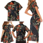 Australia Palm Cockatoo Family Matching Short Sleeve Bodycon Dress and Hawaiian Shirt Aussie Native Flowers - Aussie Hoodie