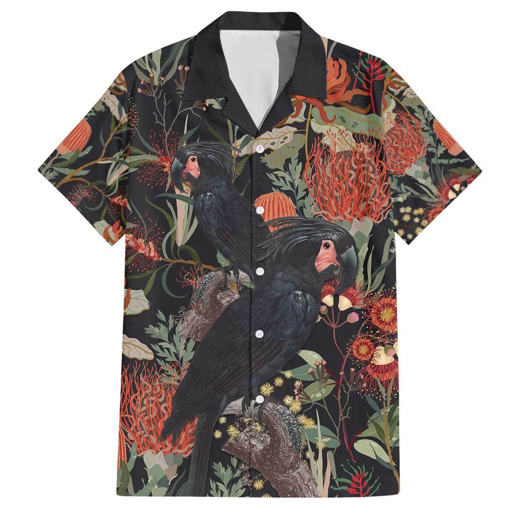 Australia Palm Cockatoo Family Matching Short Sleeve Bodycon Dress and Hawaiian Shirt Aussie Native Flowers - Aussie Hoodie