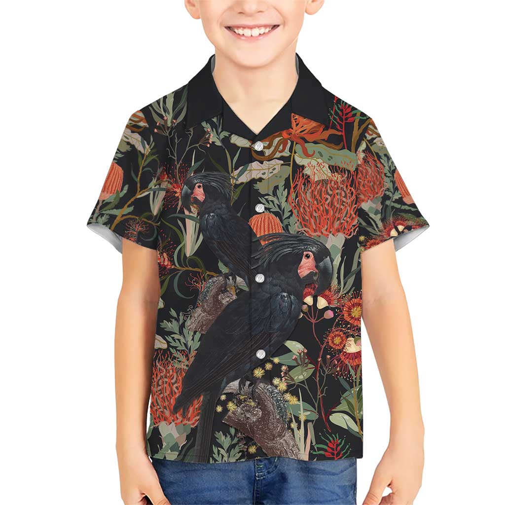 Australia Palm Cockatoo Family Matching Short Sleeve Bodycon Dress and Hawaiian Shirt Aussie Native Flowers - Aussie Hoodie