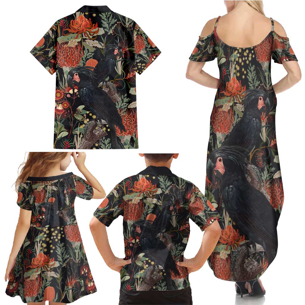 Australia Palm Cockatoo Family Matching Summer Maxi Dress and Hawaiian Shirt Aussie Native Flowers - Aussie Hoodie