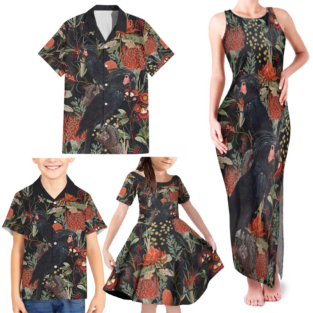 Australia Palm Cockatoo Family Matching Tank Maxi Dress and Hawaiian Shirt Aussie Native Flowers - Aussie Hoodie