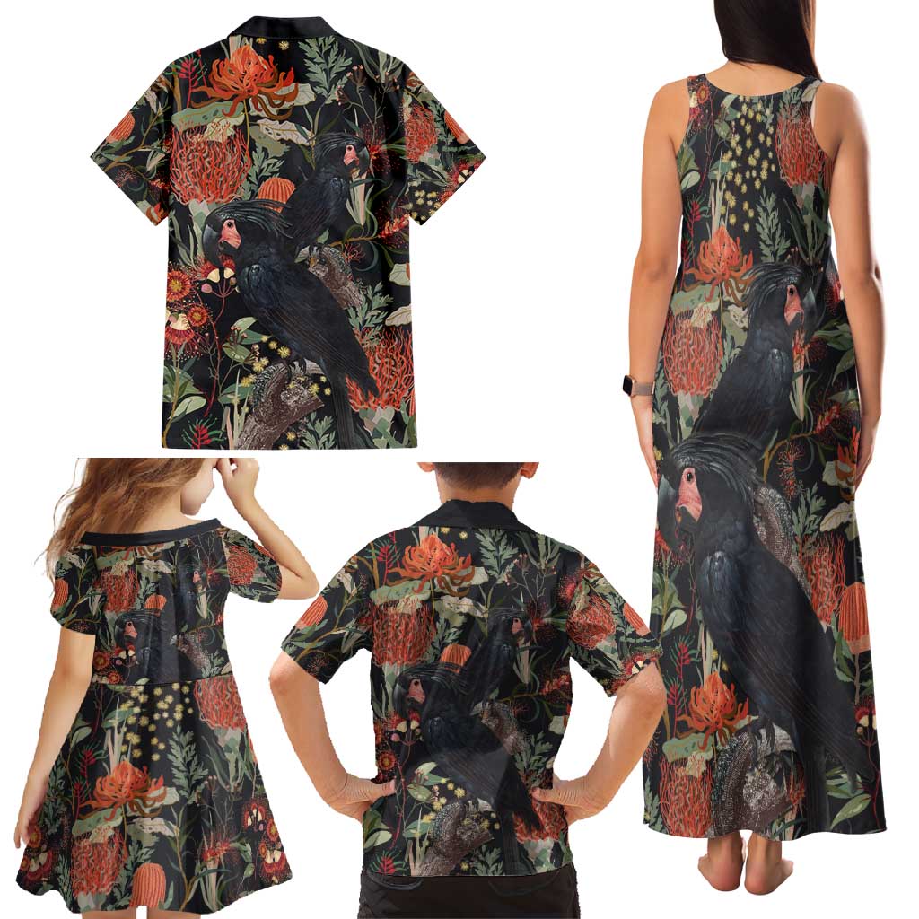 Australia Palm Cockatoo Family Matching Tank Maxi Dress and Hawaiian Shirt Aussie Native Flowers - Aussie Hoodie