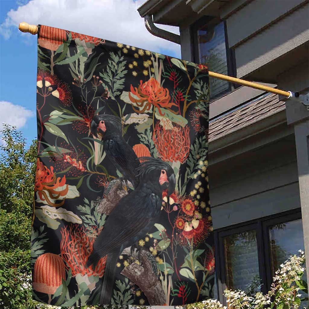 Australia Palm Cockatoo Garden Flag Aussie Native Flowers - Aussie Hoodie