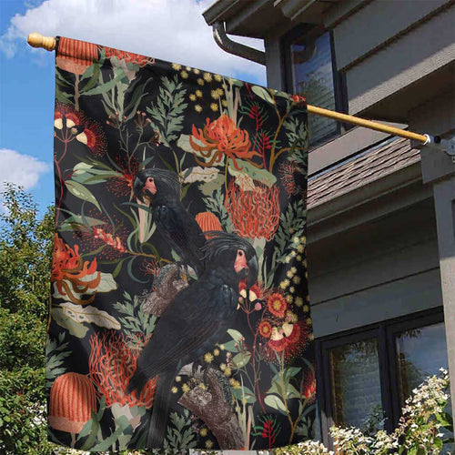 Australia Palm Cockatoo Garden Flag Aussie Native Flowers - Aussie Hoodie
