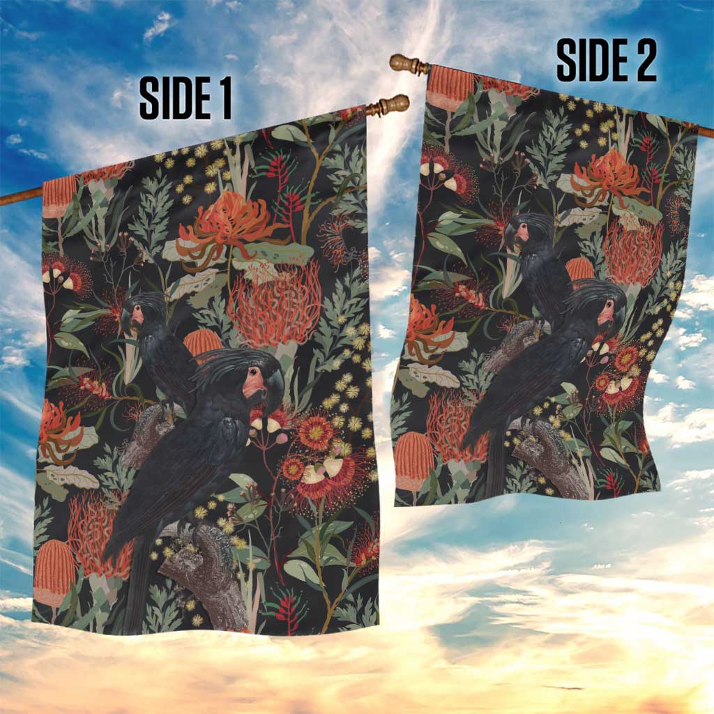 Australia Palm Cockatoo Garden Flag Aussie Native Flowers - Aussie Hoodie