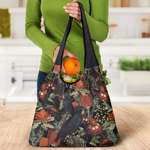 Australia Palm Cockatoo Grocery Bag Aussie Native Flowers - Aussie Hoodie