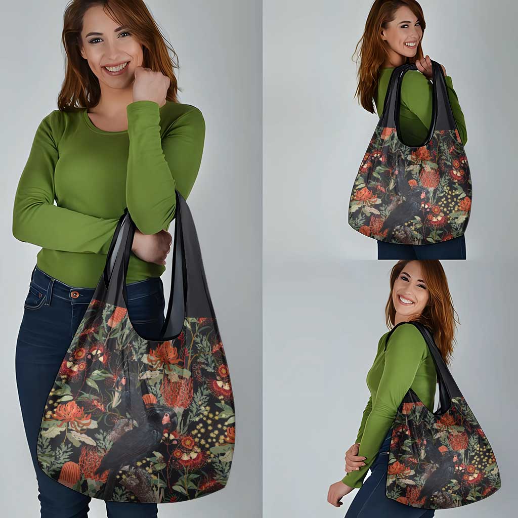 Australia Palm Cockatoo Grocery Bag Aussie Native Flowers - Aussie Hoodie