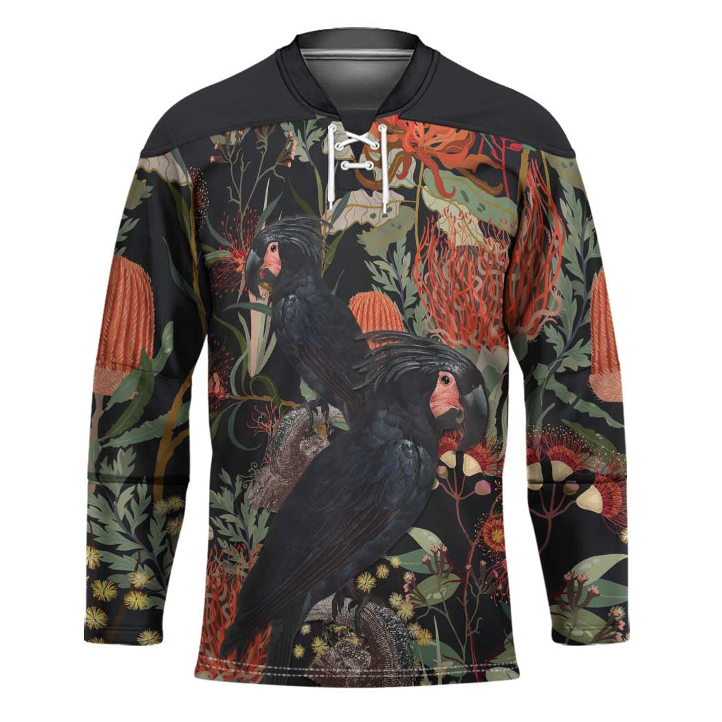 Australia Palm Cockatoo Hockey Jersey Aussie Native Flowers - Aussie Hoodie