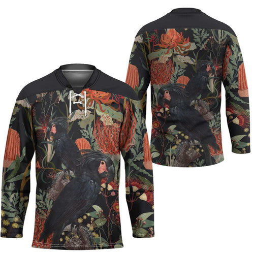 Australia Palm Cockatoo Hockey Jersey Aussie Native Flowers - Aussie Hoodie