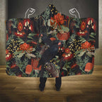 Australia Palm Cockatoo Hooded Blanket Aussie Native Flowers - Aussie Hoodie