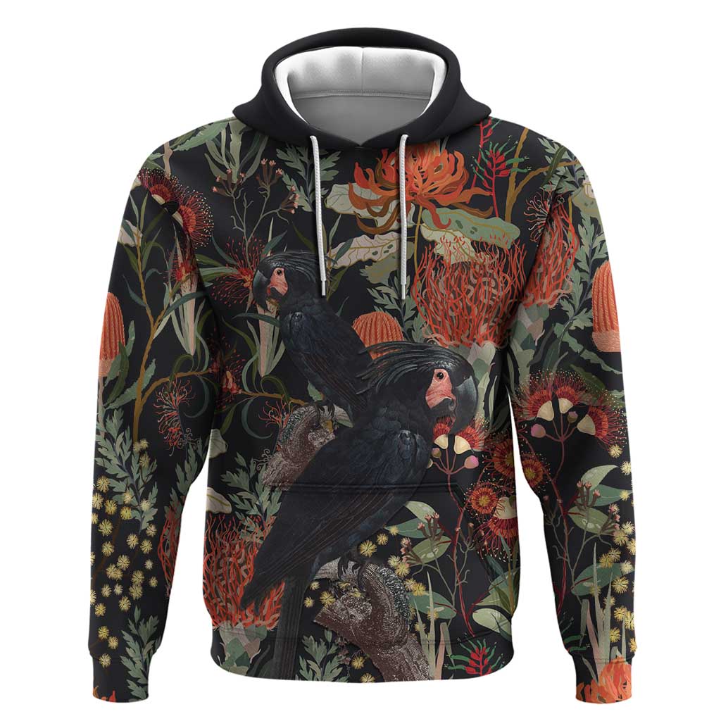 Australia Palm Cockatoo Hoodie Aussie Native Flowers - Aussie Hoodie