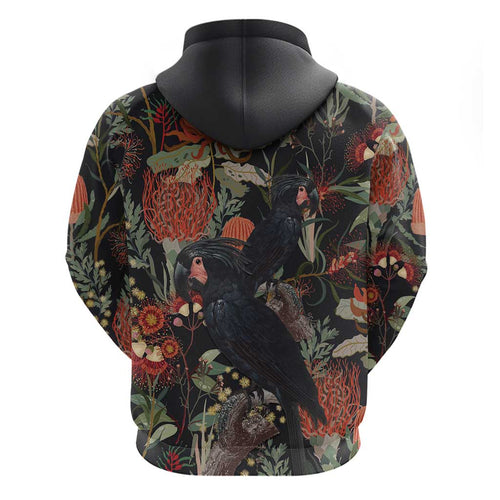 Australia Palm Cockatoo Hoodie Aussie Native Flowers - Aussie Hoodie