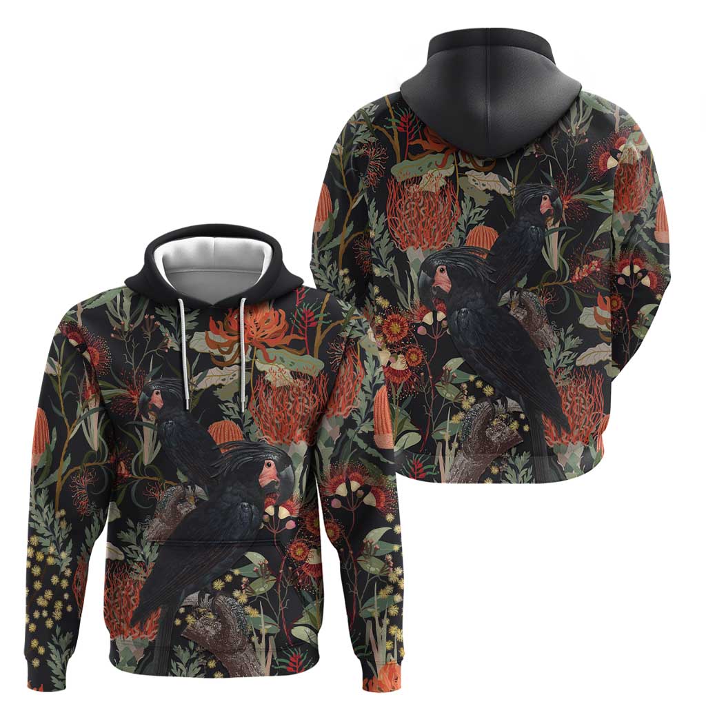 Australia Palm Cockatoo Hoodie Aussie Native Flowers - Aussie Hoodie