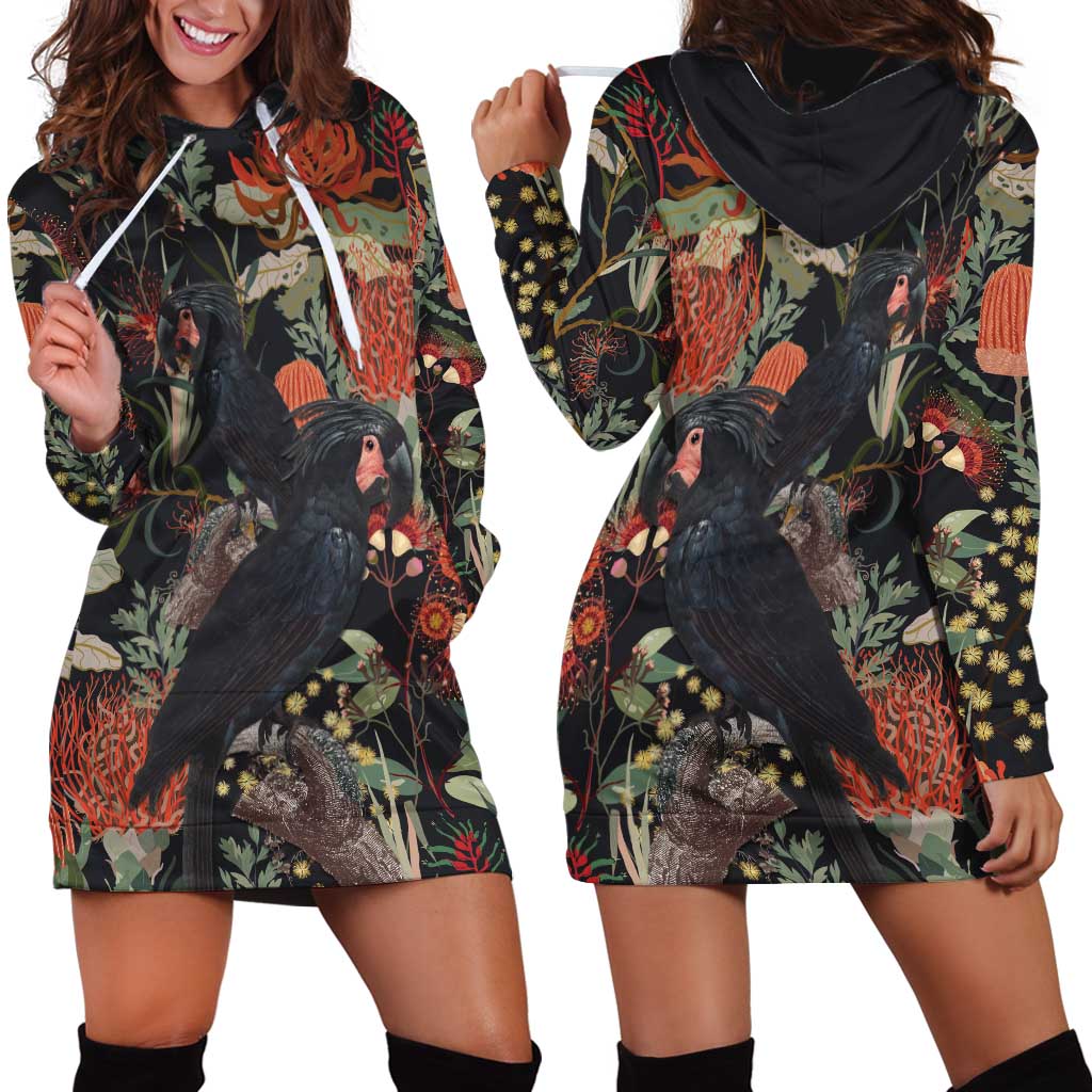 Australia Palm Cockatoo Hoodie Dress Aussie Native Flowers - Aussie Hoodie