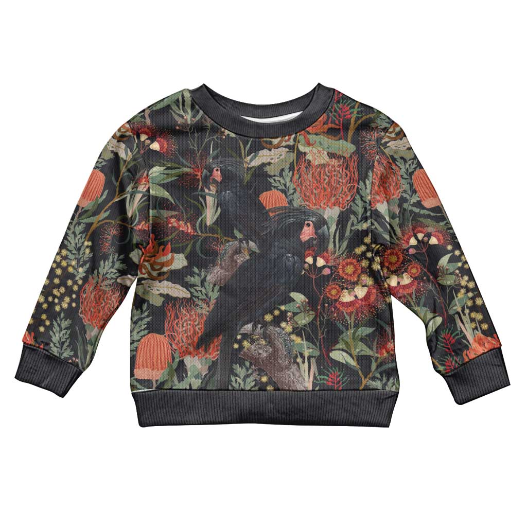 Australia Palm Cockatoo Kid Ugly Christmas Sweater Aussie Native Flowers - Aussie Hoodie