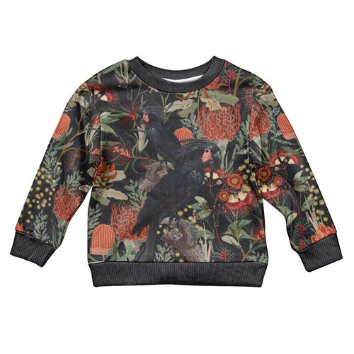 Australia Palm Cockatoo Kid Ugly Christmas Sweater Aussie Native Flowers - Aussie Hoodie