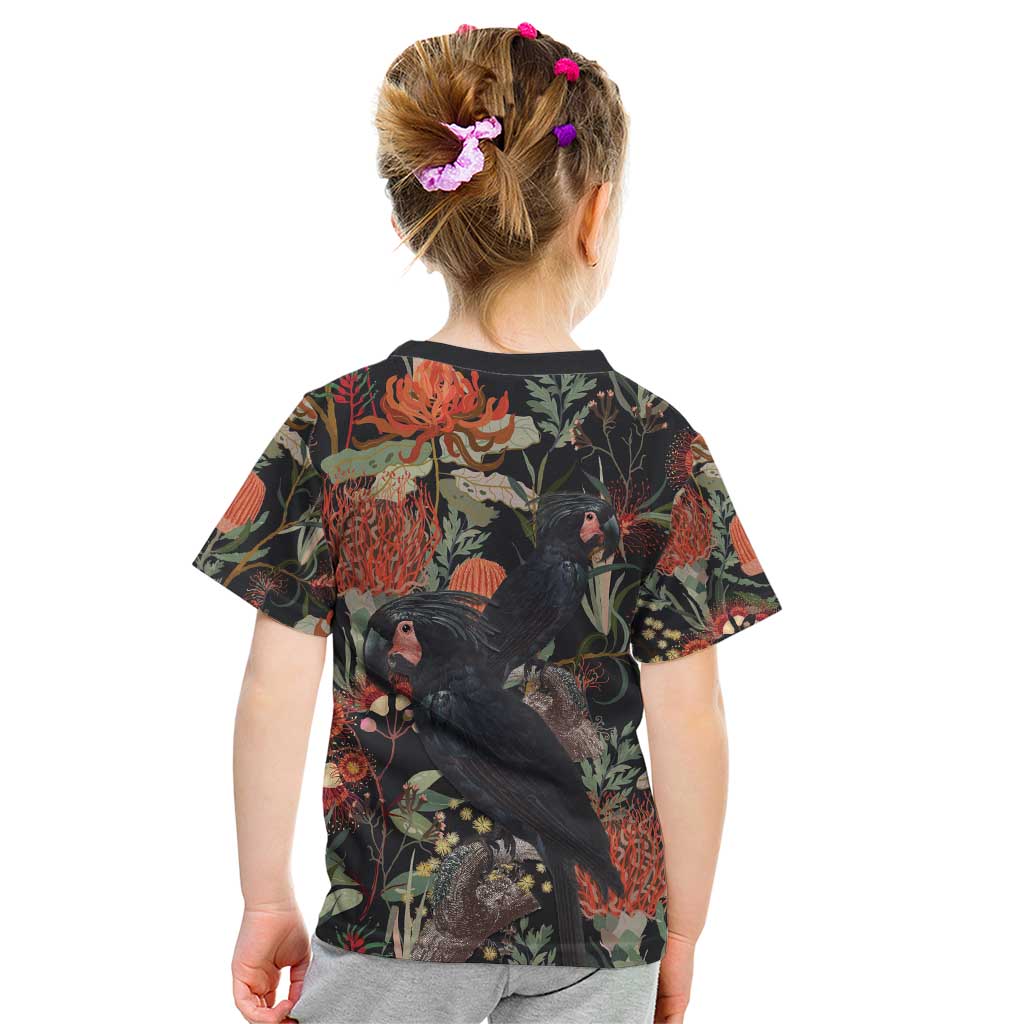 Australia Palm Cockatoo Kid T Shirt Aussie Native Flowers - Aussie Hoodie