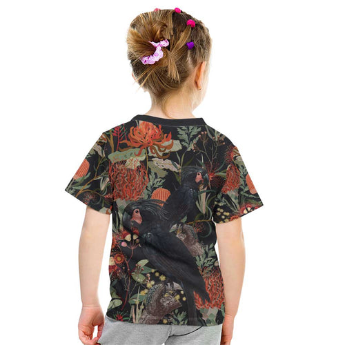 Australia Palm Cockatoo Kid T Shirt Aussie Native Flowers - Aussie Hoodie