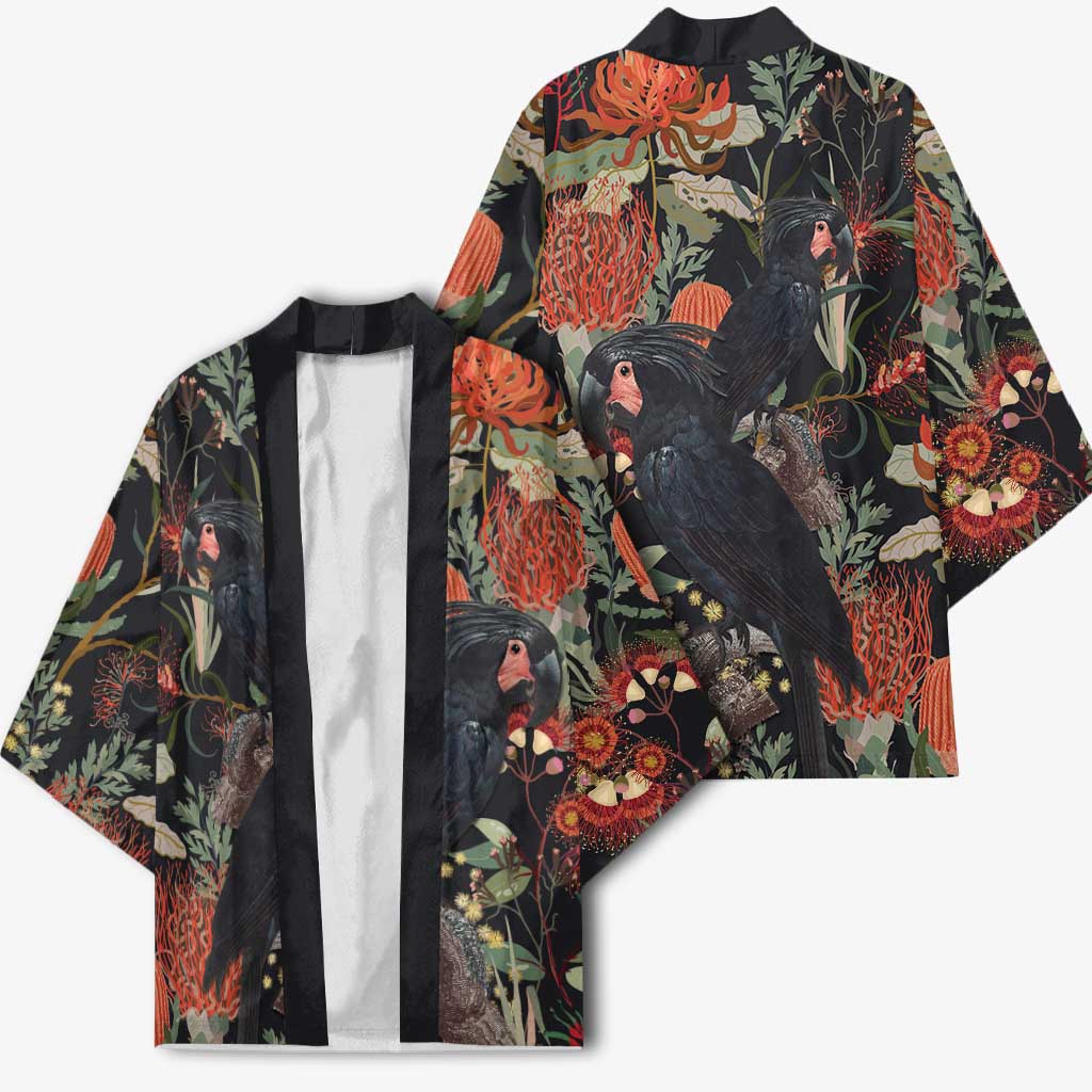 Australia Palm Cockatoo Kimono Aussie Native Flowers - Aussie Hoodie