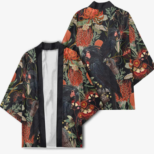 Australia Palm Cockatoo Kimono Aussie Native Flowers - Aussie Hoodie