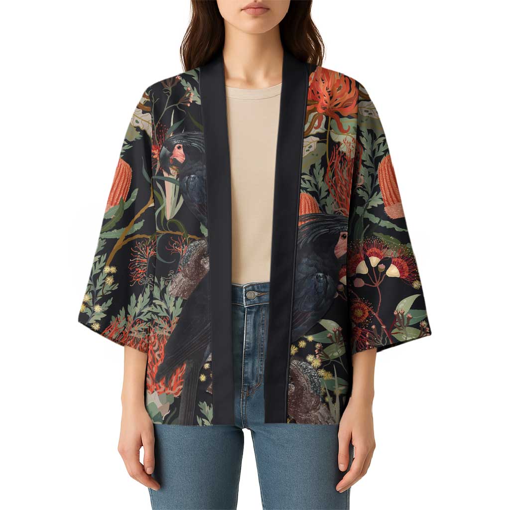 Australia Palm Cockatoo Kimono Aussie Native Flowers - Aussie Hoodie
