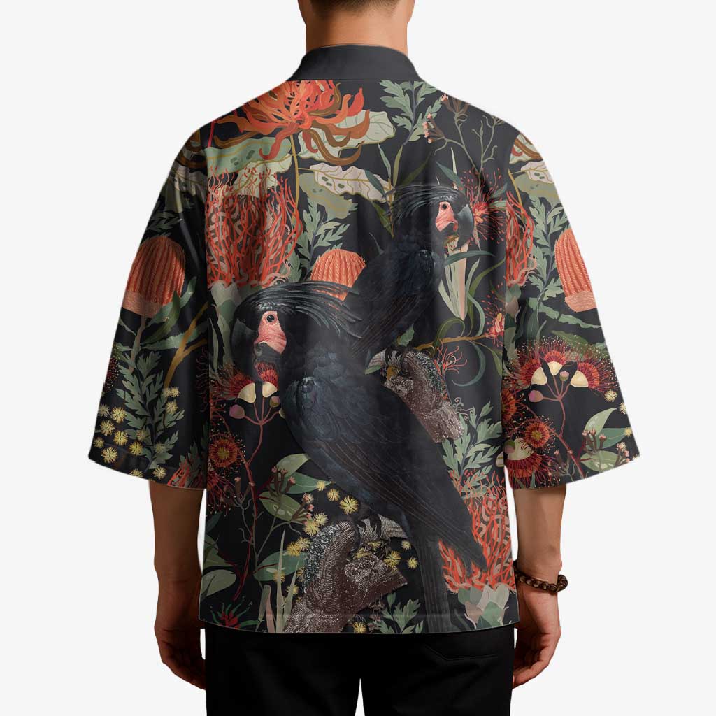 Australia Palm Cockatoo Kimono Aussie Native Flowers - Aussie Hoodie