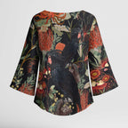 Australia Palm Cockatoo Kimono Sleeve Blouse Aussie Native Flowers - Aussie Hoodie