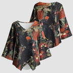 Australia Palm Cockatoo Kimono Sleeve Blouse Aussie Native Flowers - Aussie Hoodie