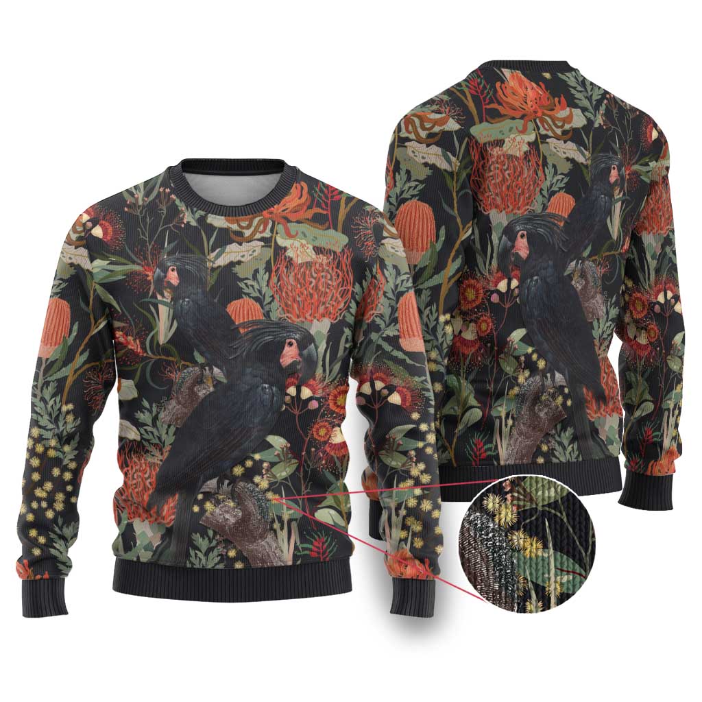 Australia Palm Cockatoo Ugly Christmas Sweater Aussie Native Flowers - Aussie Hoodie