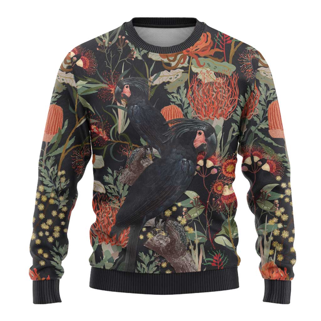 Australia Palm Cockatoo Ugly Christmas Sweater Aussie Native Flowers - Aussie Hoodie