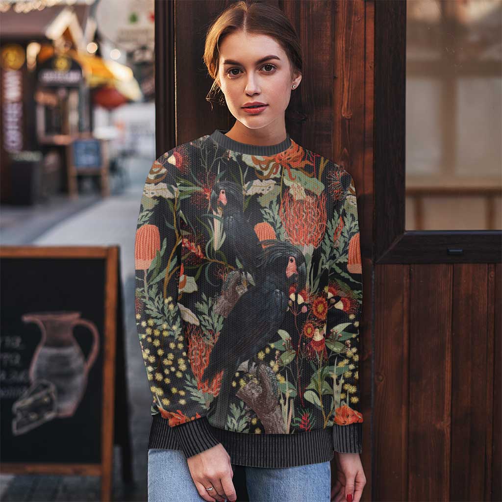 Australia Palm Cockatoo Ugly Christmas Sweater Aussie Native Flowers - Aussie Hoodie