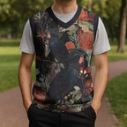 Australia Palm Cockatoo Christmas Knitted V-Neck Vest Aussie Native Flowers - Aussie Hoodie