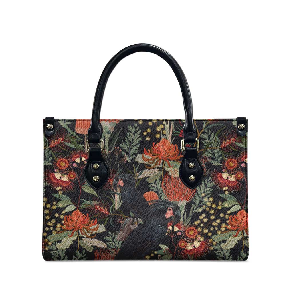 Australia Palm Cockatoo Leather Bag Aussie Native Flowers - Aussie Hoodie