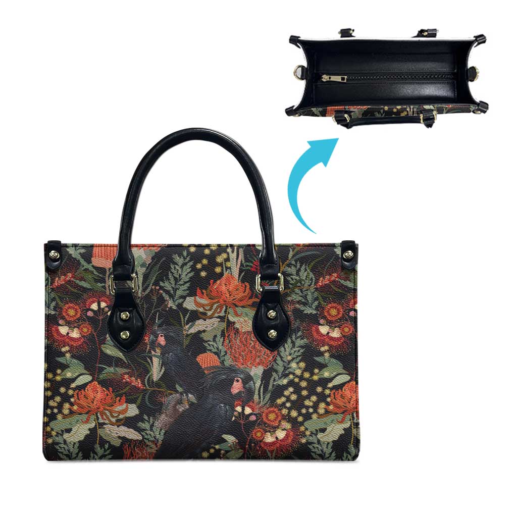 Australia Palm Cockatoo Leather Bag Aussie Native Flowers - Aussie Hoodie