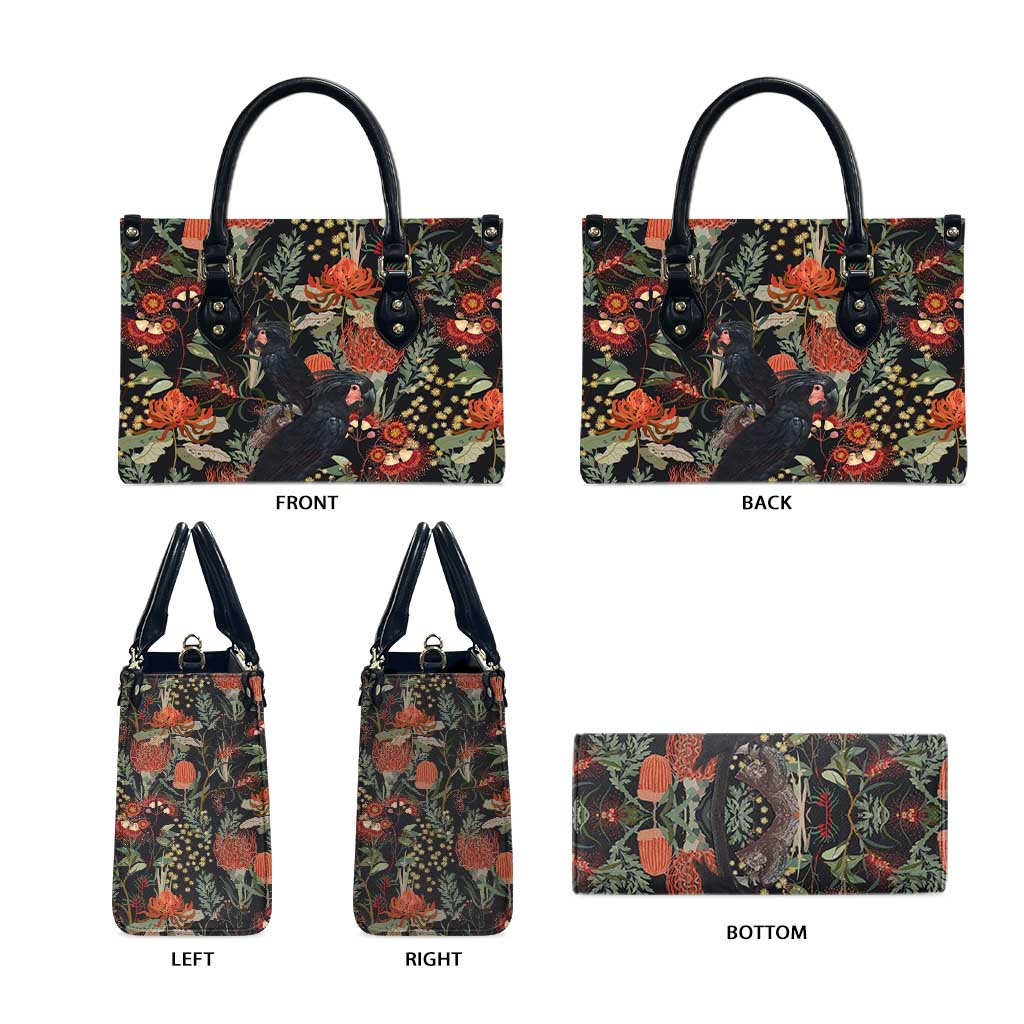Australia Palm Cockatoo Leather Bag Aussie Native Flowers - Aussie Hoodie