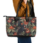 Australia Palm Cockatoo Leather Tote Bag Aussie Native Flowers - Aussie Hoodie