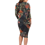 Australia Palm Cockatoo Long Sleeve Bodycon Dress Aussie Native Flowers - Aussie Hoodie