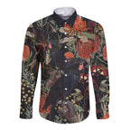 Australia Palm Cockatoo Long Sleeve Button Shirt Aussie Native Flowers - Aussie Hoodie