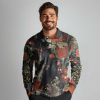 Australia Palm Cockatoo Long Sleeve Polo Shirt Aussie Native Flowers - Aussie Hoodie