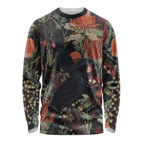 Australia Palm Cockatoo Long Sleeve Shirt Aussie Native Flowers - Aussie Hoodie