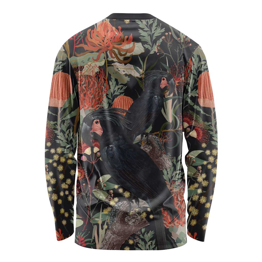 Australia Palm Cockatoo Long Sleeve Shirt Aussie Native Flowers - Aussie Hoodie