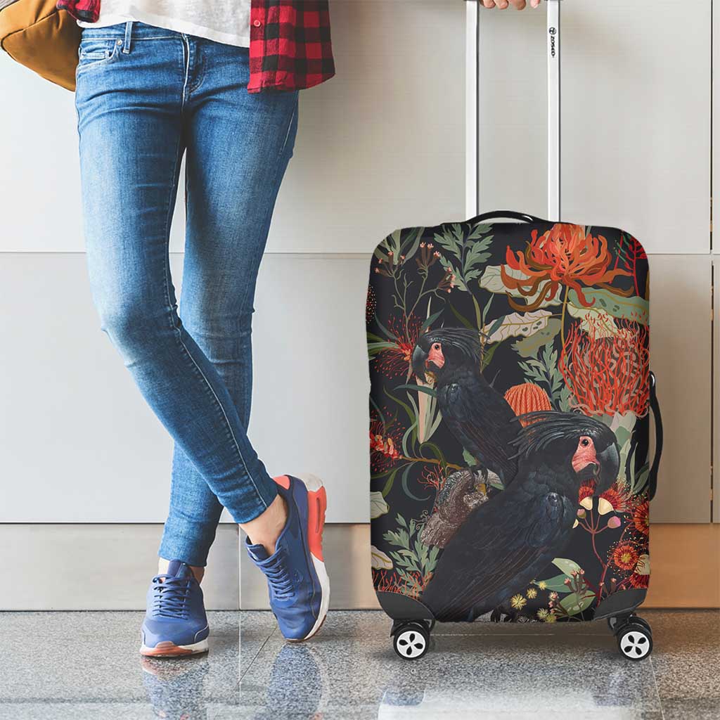Australia Palm Cockatoo Luggage Cover Aussie Native Flowers - Aussie Hoodie