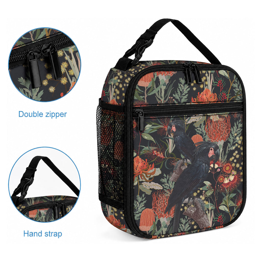 Australia Palm Cockatoo Lunch Bag Aussie Native Flowers